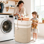 Woven Laundry Basket for Clothes, 100 L Large Rectangle Laundry Hampers, Nursery Storage Basket for Toys, Tall Dirty Clothes Hamper for Bedroom Aesthetic, Bathroom, Laundry Room - Image 2