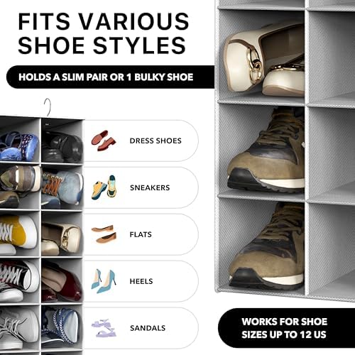 Simple Houseware 20 Section Shelves Hanging Shoes Organizer, Gray - Image 4
