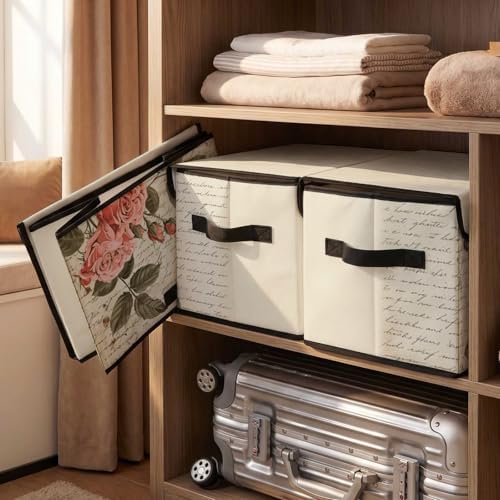 Stackable Storage Bins with Lids,Closet Organizers Fabric Box for Home and Office,Blanket Clothes Organizers,Under Bed Storage Containers 3 Pack - Image 5