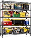 IZEUK 5-Tier Adjustable Heavy Duty Metal Storage Shelving Unit, Wide Utility Rack Organizer for Garage, Basement, Kitchen, Office, Warehouse (Black, 17.7" D x 59.1" W x 70.9" H) by IZEUK