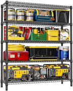 IZEUK 5-Tier Adjustable Heavy Duty Metal Storage Shelving Unit, Wide Utility Rack Organizer for Garage, Basement, Kitchen, Office, Warehouse (Black, 17.7" D x 59.1" W x 70.9" H) by IZEUK