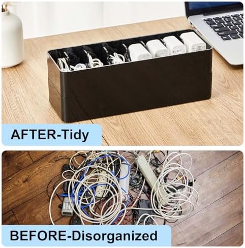 Tatuo Cord Organizer Box with Lid, Black, 4 Pack - Image 5