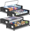 Beborxue Under Bed Storage with Wheels, 4-Pack UnderBed Storage Containers with Clear Lids, XXL 60L Under the Bed Storage Organizer Bins, Rolling Under Bed Metal Drawer for Clothes,Shoes,Toys (Black) by Beborxue-Life
