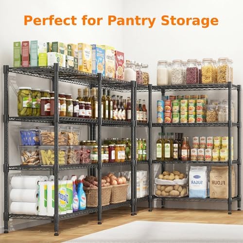 Homdox 4-Tier Adjustable Metal Storage Shelves, Space-Saving Corner Rack for Kitchen, Pantry, Office, Garage, Books & Plants, 18"x72"x60", Black - Image 4