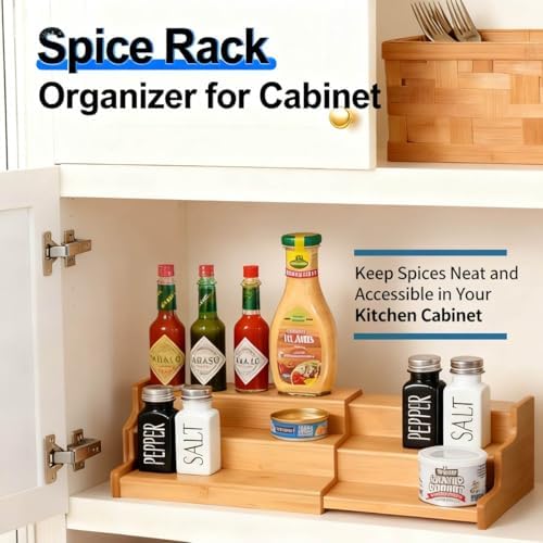 JinDoWin Expandable Spice Rack Organizer for Cabinet & Countertop, 2 Pack - Image 2