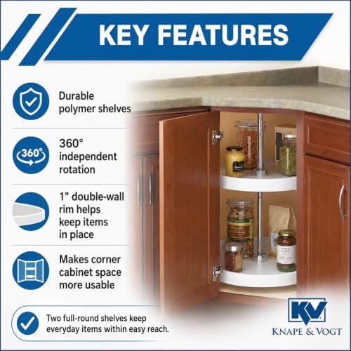 Knape & Vogt 28-In 2-Tier Full-Round Lazy Susan, White - Image 4