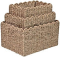 happimess Arden 3-Piece Storage Basket Set Scalloped Seagrass 17", Natural by Happimess