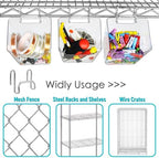 10 Pack Gridwall Basket Bins Organizer, 4 Pack Large Black Grid Wall Baskets with S-Hook & 6 Pack Clear Grid Wall Bins, Grid Accessories Set for Garage Garden Craft Office Tools Storage - Image 6