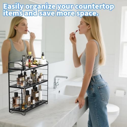Bathroom Counter Organizer, Makeup Organizer Countertop Rack, 3 Tier, Black - Image 5