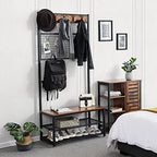 VASAGLE Coat Rack and Storage Bench, Hall Tree with 9 Hooks, Iron Frame - Image 2