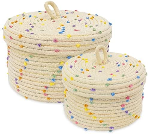 2pcs Small Basket, Cute Basket with Lid & Decorative Bin for Storage by EsmeLH