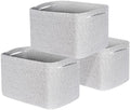 MINTWOOD Design 3-Pack Decorative Woven Storage Baskets for Shelves, Cube Bin Box for Organizing Books, Shoes, Dog Toys, Pantry Closet and Living Room Organizer, Light Gray Mix by MINTWOODDesign