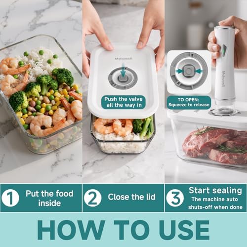 Mehomeli Compact Vacuum Sealer Set with 3 Glass Containers and 30 Bags - Image 5