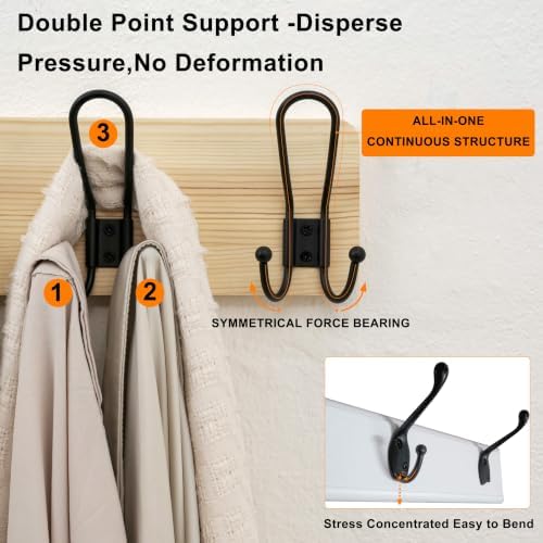 SKOLOO Coat Rack Wall Mount, Solid Wood Wall Mounted Coat Rack with Hooks, 24 Inch Wooden Coat Hooks for Wall, Modern Entryway Hallway Organizer, Pre-Assembled, Wood Natural - Image 5