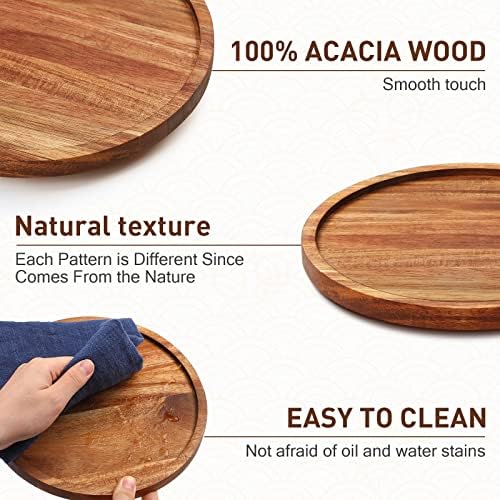 Mumufy 6 Pcs 9-inch Acacia Wood Lazy Susan Organizers for Kitchen - Image 4