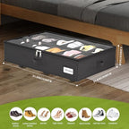 homyfort Under Bed Shoe Storage with Wheels, Fits 24 Pairs, Rolling Shoe Organizer with Bottom Support & Clear Lids, Sturdy Under Bed Storage Box for Shoes, Set of 2, Black - Image 2