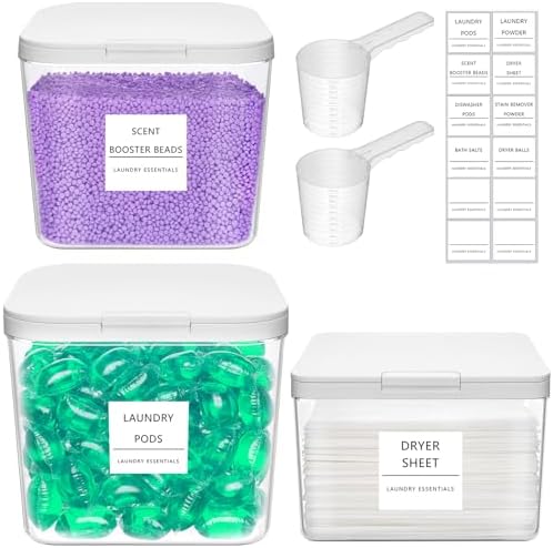 Lifewit Laundry Pods Container with Pop-up Lid, 0.5+0.72+1.2 gal, 3 Pcs by Lifewit