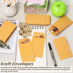 1000 Pack Small Coin Envelope 4.25x 2.5in Gold Kraft Money Envelope Small Cash Envelopes Mini Key Envelopes with Gummed Flap for Home and Office Use - Image 5