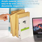 Chunful Acrylic Desk Organizer, 5 Section Desk File Holder Sorter Stand Rack Vertical Organizer Desktop Vinyl Storage Display for Record Album Book Magazine Document Home Office(White) - Image 5