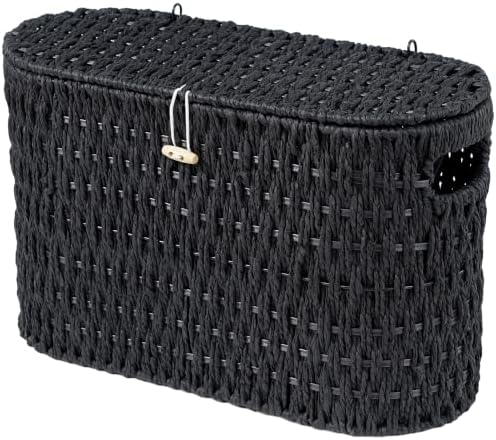 Coeusy Toilet Paper Storage Basket with Lid, Wicker Basket for Bathroom by WEAVECOMFORTINTOEVERYCORNER