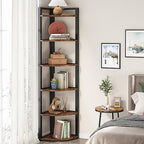 Tribesigns 6 Tier Corner Shelf, 70.9 Inch Tall Corner Bookshelf Small Bookcase Rustic Corner Shelving Unit Storage Rack for Living Room, Home Office, Kitchen, Small Space - Image 3