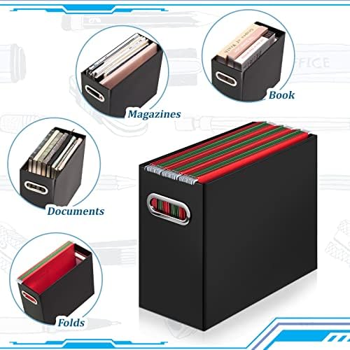 Jutom File Organizer Box Cardboard with Handle Collapsible, Black - Image 4