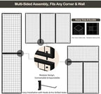 3pcs Grid Wall Panels Display Stand -Wire Grid Hanging Rack with 30 Hooks, Freely Assembled Art Display Panels/Workshop Wall Mount Storage Rack Garage Organization - Image 5