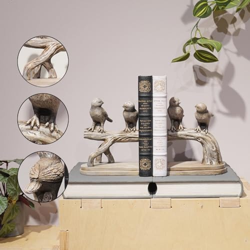Decorative-Bookends Birds Book-Ends Heavy Duty - Unique Book Ends to Hold Books Heavy Duty Antique Book Stoppers for Shelf Office Desk Books Stand Organizer 2.3 LBS 4.75 * 4 * 6 in Newman House Studio - Image 5