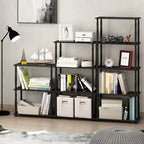 Furinno TURN-N-TUBE Storage Shelves, 3-Tier Book Shelf, Corner Shelf, Toolless Open Shelves, for Organization and Storage, Living Room, Garage, Home Office, Americano - Image 4