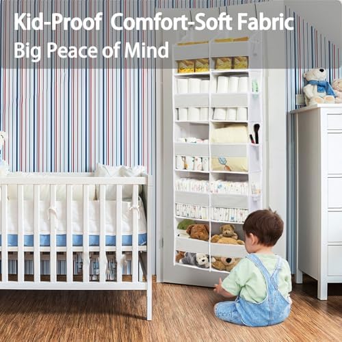 Over the Door Organizer, 5-Tier with 9 Compartments & 10 Pockets,White - Image 6