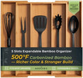 Carbonized Bamboo Kitchen Drawer Organizer, 5 Slots Expandable Silverware Organizer, Utensil Holder & Cutlery Tray, 2.2" Deep for Extra Capacity, Non-Slip Feet Included. by Keechee