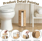 GRANNY SAYS Wicker Free Standing Toilet Paper Holder Stand with Storage - Image 4