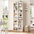FOTOSOK Bookshelf Bookcase 8-Tier Narrow Bookshelf Tall CD Media Tower Rack - Image 5