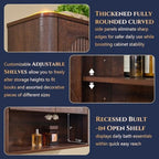 Bathroom Fluted Arched Wall Cabinet Set 2, 23.6''W Medicine Cabinet, Brown - Image 4