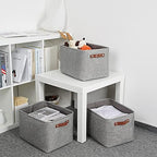 DULLEMELO Medium Storage Baskets for Organizing, Rectangular Fabric Storage Bins Collapsible, Perfect for Shelves, Closets, Nursery, Home, Office, Empty Gift Baskets (3-Pack,Grey) - Image 5