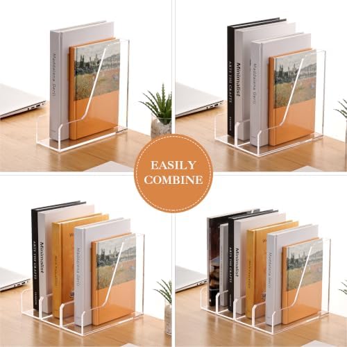HeZone Acrylic Magazine Rack File Holder Desk Organizers and Storage 2-Pack Small Clear Acrylic Vertical Magazine Holder Book Stand for Office Desk - Image 7