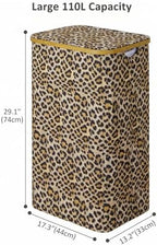 IEGrow Laundry Hamper with Lid,110L Laundry Basket with Bag,Leopard Print - Image 2