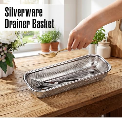 12 Pack Drawer Organizer, Stackable Draining Cutlery Tray - Image 4