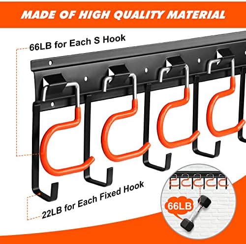 TVKB 51'' All Metal Garden Tool Organizer Adjustable Garage Tool Organizer Wall Mount Garage Organizers and Storage with Heavy Duty Hooks Tool Hangers for Garage Wall, Shed, Garden - Image 3