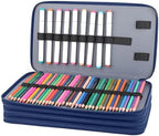 Vomgomfom 300 Slots Marker Case 4-Layer PU Leather, Handle, Blue Rose - Image 4