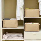 TheWarmHome Organization and Storage Bin for Shelves - Large 3 Pack 16x12x8 inch Storage Basket for Organizing, Canves Storage Cubes for Organizer Toy Closet Cloth Gift (Beige) - Image 2