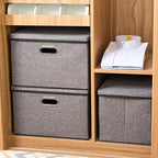 PRANDOM Large Collapsible Storage Containers with Lids [5-Pack] Linen Fabric Foldable Storage Bins Boxes Organizer Baskets Cube with Cover for Home Bedroom Closet Office Nursery (17.7x11.8x11.8) - Image 3