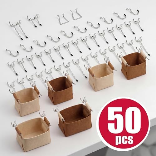 Spampur Peg Board, 8 Pack Metal Pegboard Wall Organizer with Accessories - Image 4