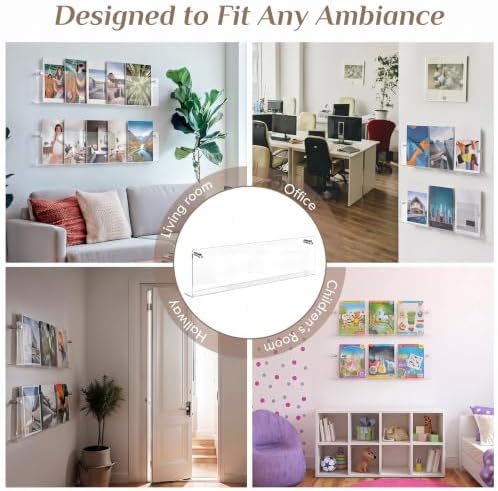 6 Pack Clear Acrylic Magazine Holder Wall, Brochure, 24 Inch - Image 4