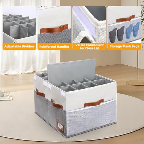 Supowin Large Shoe Organizer for Closet, Foldable Shoe Storage Bin with Lid - Image 3