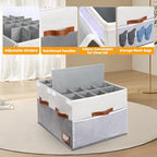 Supowin Large Shoe Organizer for Closet, Foldable Shoe Storage Bin with Lid - Image 3