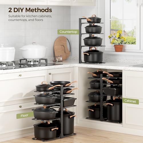 LAMU 8-Tier Heavy Duty Pots and Pans Organizer under Cabinet, 20.8" H - Image 6