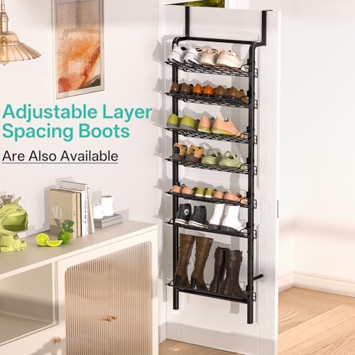 DTUQYX Over the Door Shoe Organizer - 8 Tiers Adjustable Shoe Rack for Door Hanging Heavy Duty Metal Shoe Organizer for Closet for Shoes,Accessories, 67.52'' L x 17.91" W x 9.84" H - Image 6