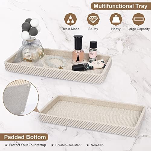 Beige Bathroom Accessories Set 4 Pcs - Toothbrush Holder,Lotion Soap Dispenser,Qtip Holder Dispenser,Vanity Tray for Countertop Vanity Organizer,Bathroom Accessory Set - Image 5