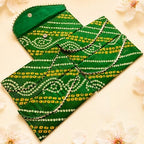 LoveNspire Brocade Fabric Money Envelopes (7.5 x 3.5 Inch) Decorative Bandhani Pattern Shagun Lifafa for Indian Wedding, Birthday | Cash Gift Holder & Home Savings Organizer Green/Pack of 10 by LOVENSPIRE